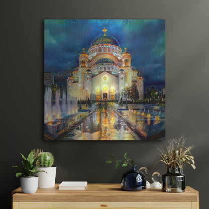 Luxe Metal Art 'Belgrade Serbia Saint Sava Temple' by Pedro Gavidia, Metal Wall Art,24x24
