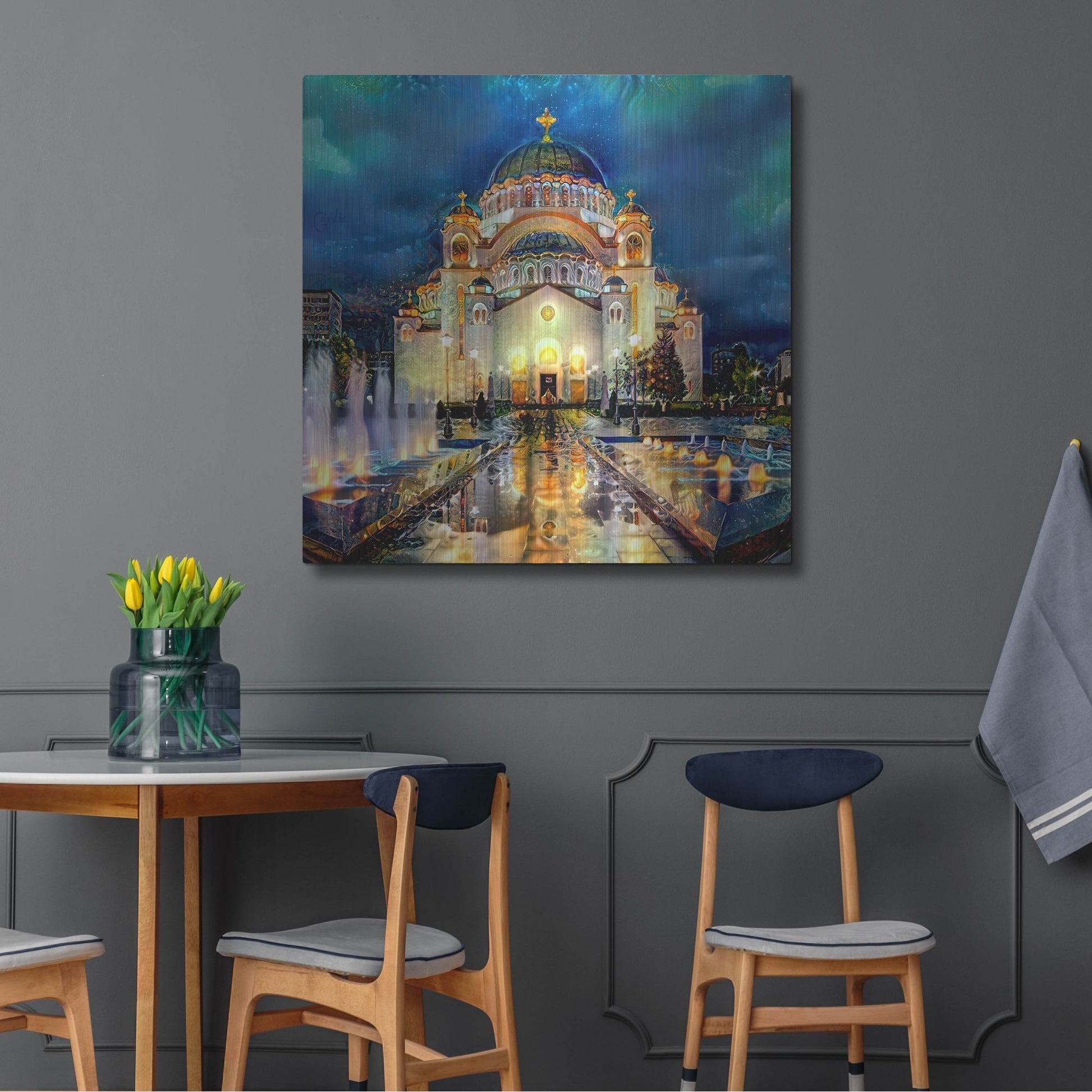 Luxe Metal Art 'Belgrade Serbia Saint Sava Temple' by Pedro Gavidia, Metal Wall Art,36x36