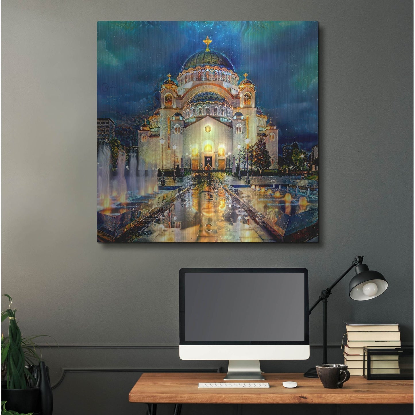 Luxe Metal Art 'Belgrade Serbia Saint Sava Temple' by Pedro Gavidia, Metal Wall Art,36x36