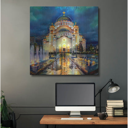 Luxe Metal Art 'Belgrade Serbia Saint Sava Temple' by Pedro Gavidia, Metal Wall Art,36x36