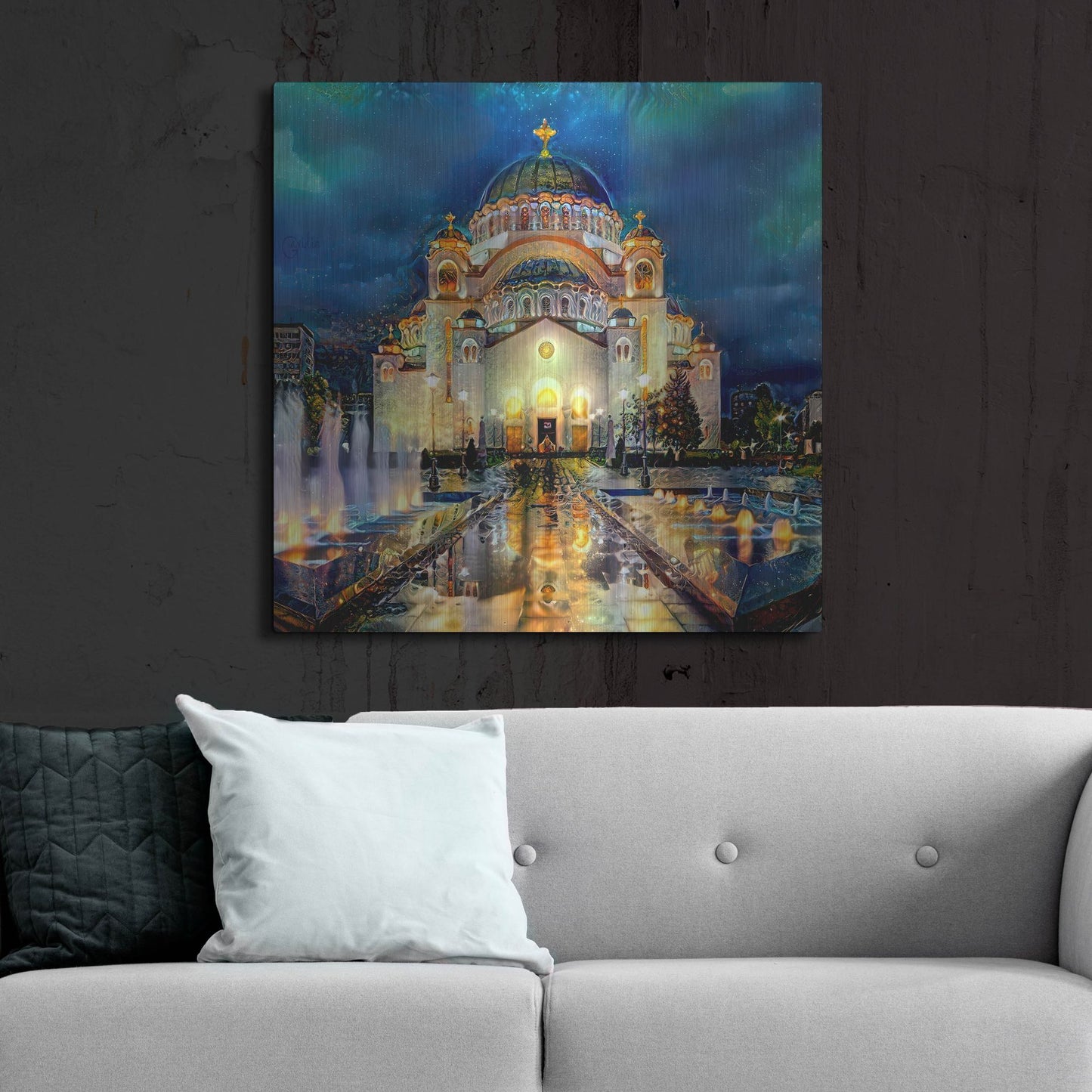 Luxe Metal Art 'Belgrade Serbia Saint Sava Temple' by Pedro Gavidia, Metal Wall Art,36x36