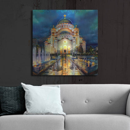 Luxe Metal Art 'Belgrade Serbia Saint Sava Temple' by Pedro Gavidia, Metal Wall Art,36x36