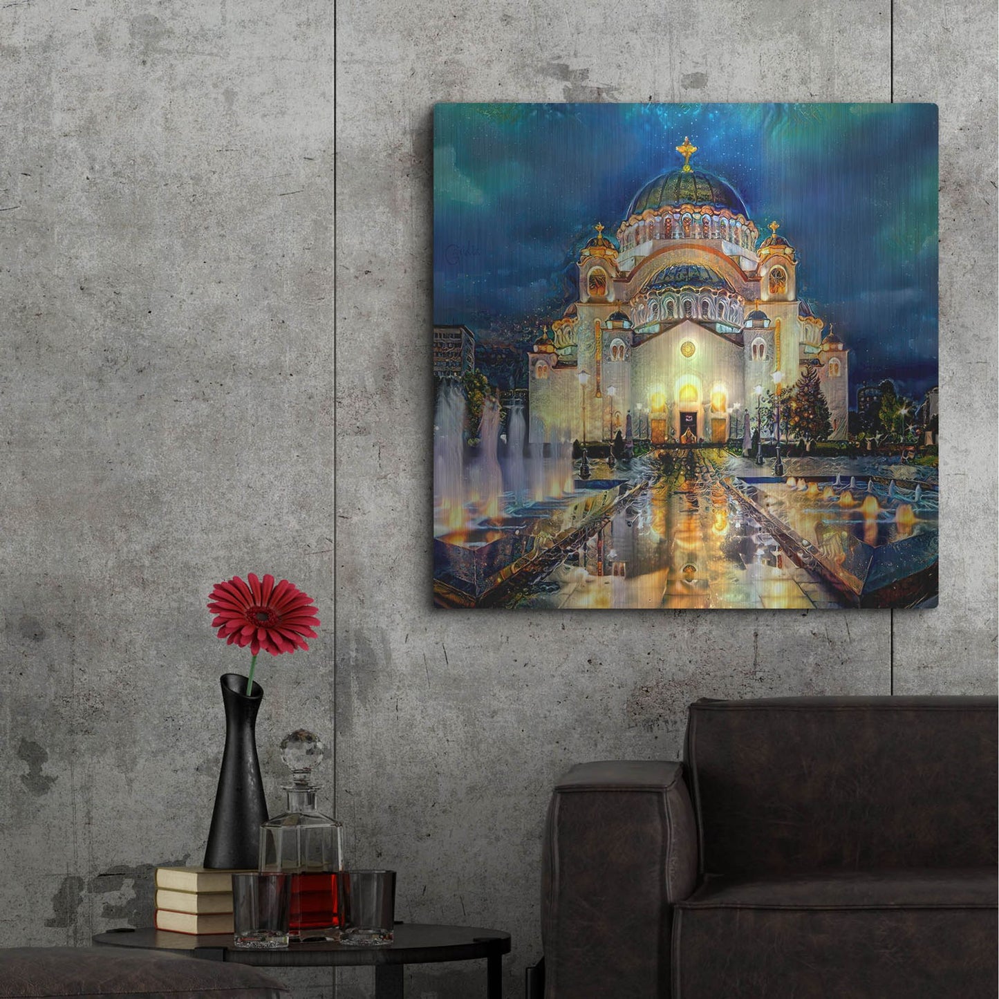 Luxe Metal Art 'Belgrade Serbia Saint Sava Temple' by Pedro Gavidia, Metal Wall Art,36x36