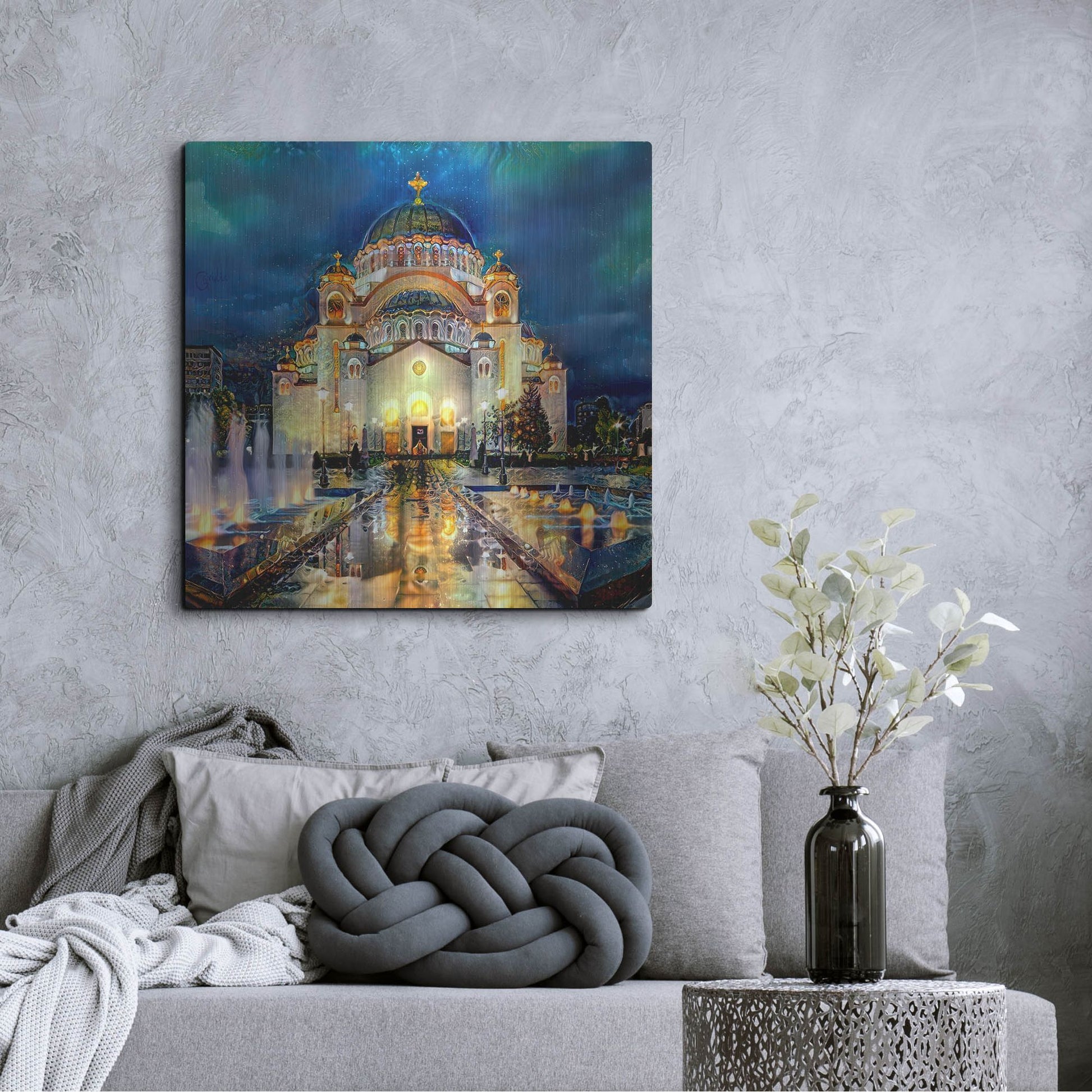 Luxe Metal Art 'Belgrade Serbia Saint Sava Temple' by Pedro Gavidia, Metal Wall Art,36x36