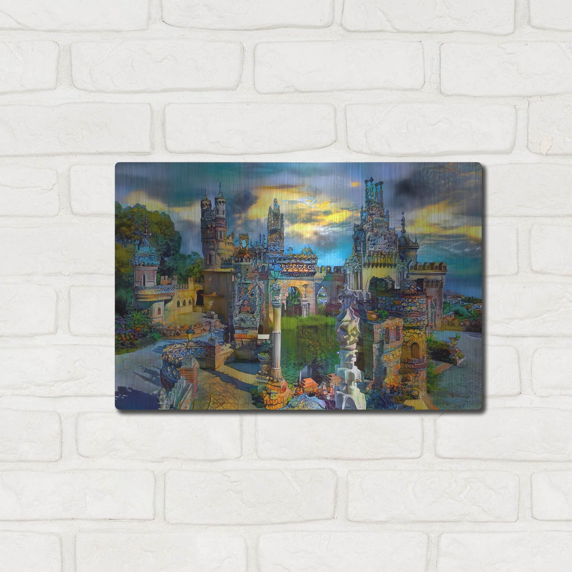 Luxe Metal Art 'Benalmadena Spain Colomares Castle' by Pedro Gavidia, Metal Wall Art,16x12