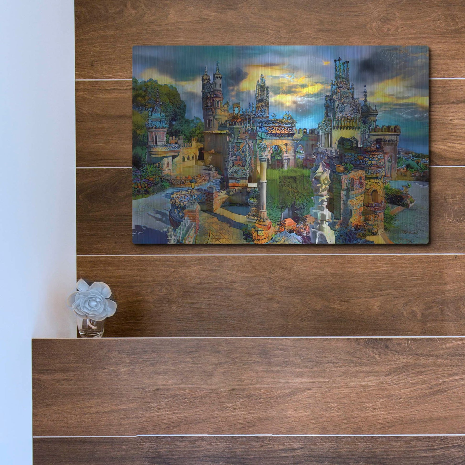 Luxe Metal Art 'Benalmadena Spain Colomares Castle' by Pedro Gavidia, Metal Wall Art,16x12