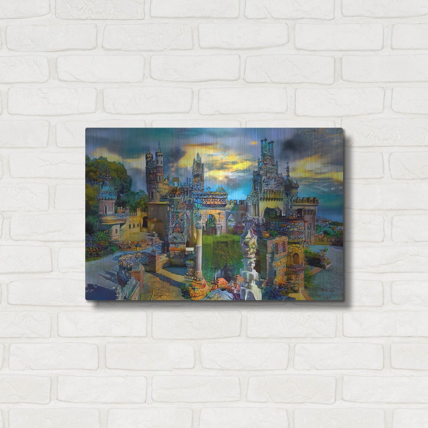 Luxe Metal Art 'Benalmadena Spain Colomares Castle' by Pedro Gavidia, Metal Wall Art,24x16