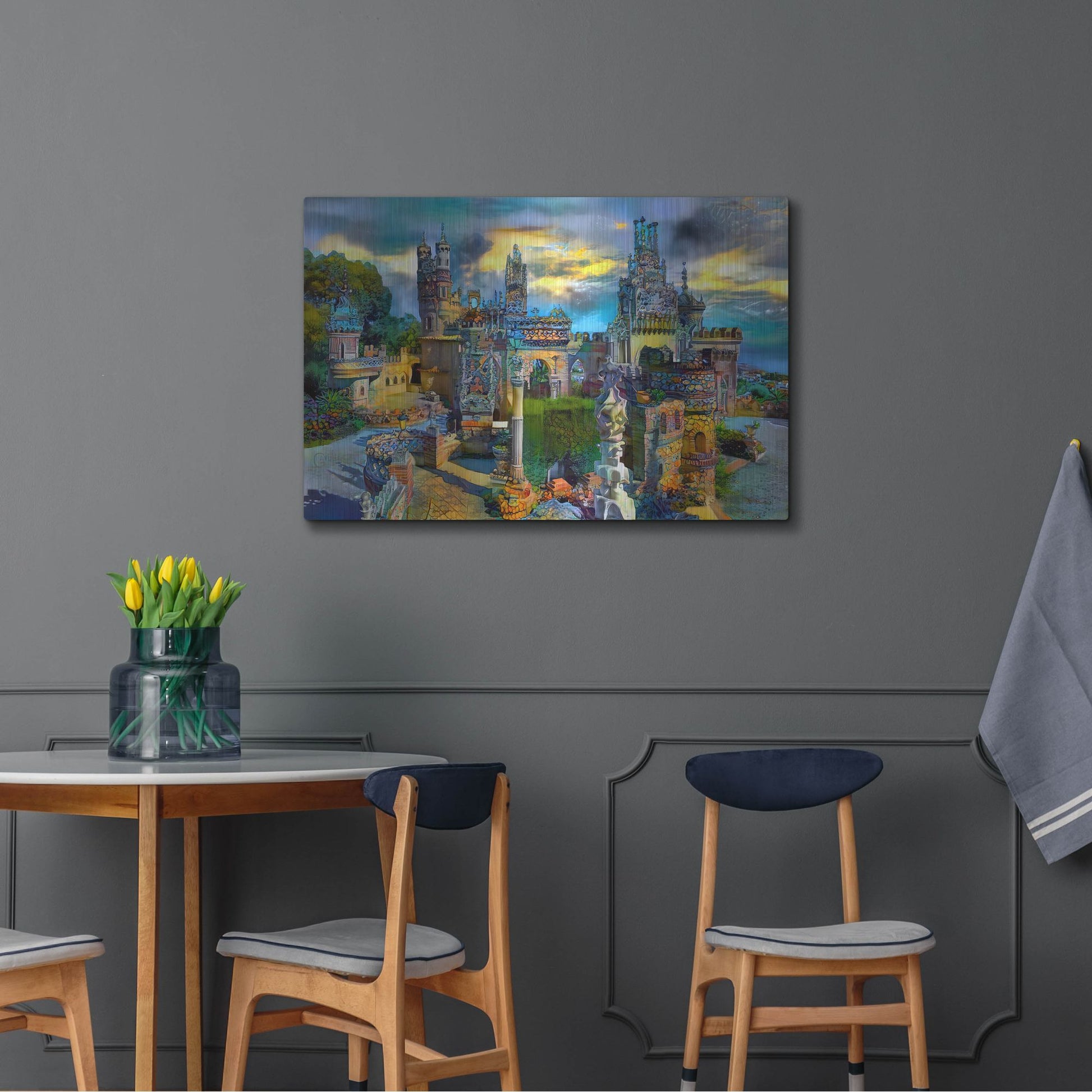 Luxe Metal Art 'Benalmadena Spain Colomares Castle' by Pedro Gavidia, Metal Wall Art,36x24