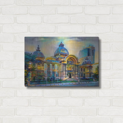 Luxe Metal Art 'Bucharest Romania Cec Palace' by Pedro Gavidia, Metal Wall Art,24x16