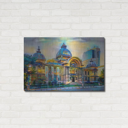 Luxe Metal Art 'Bucharest Romania Cec Palace' by Pedro Gavidia, Metal Wall Art,36x24