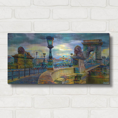 Luxe Metal Art 'Budapest Hungary Chain Bridge' by Pedro Gavidia, Metal Wall Art,24x12