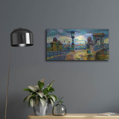 Luxe Metal Art 'Budapest Hungary Chain Bridge' by Pedro Gavidia, Metal Wall Art,24x12