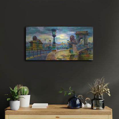 Luxe Metal Art 'Budapest Hungary Chain Bridge' by Pedro Gavidia, Metal Wall Art,24x12