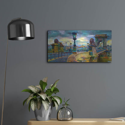 Luxe Metal Art 'Budapest Hungary Chain Bridge' by Pedro Gavidia, Metal Wall Art,24x12