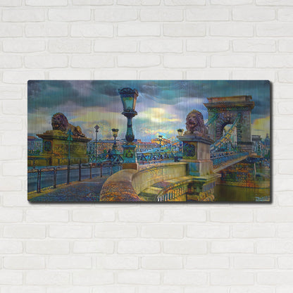 Luxe Metal Art 'Budapest Hungary Chain Bridge' by Pedro Gavidia, Metal Wall Art,48x24
