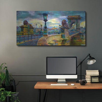 Luxe Metal Art 'Budapest Hungary Chain Bridge' by Pedro Gavidia, Metal Wall Art,48x24