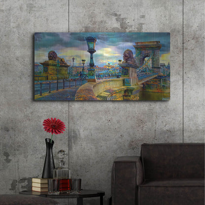 Luxe Metal Art 'Budapest Hungary Chain Bridge' by Pedro Gavidia, Metal Wall Art,48x24