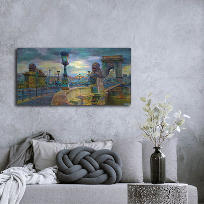 Luxe Metal Art 'Budapest Hungary Chain Bridge' by Pedro Gavidia, Metal Wall Art,48x24