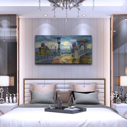 Luxe Metal Art 'Budapest Hungary Chain Bridge' by Pedro Gavidia, Metal Wall Art,48x24