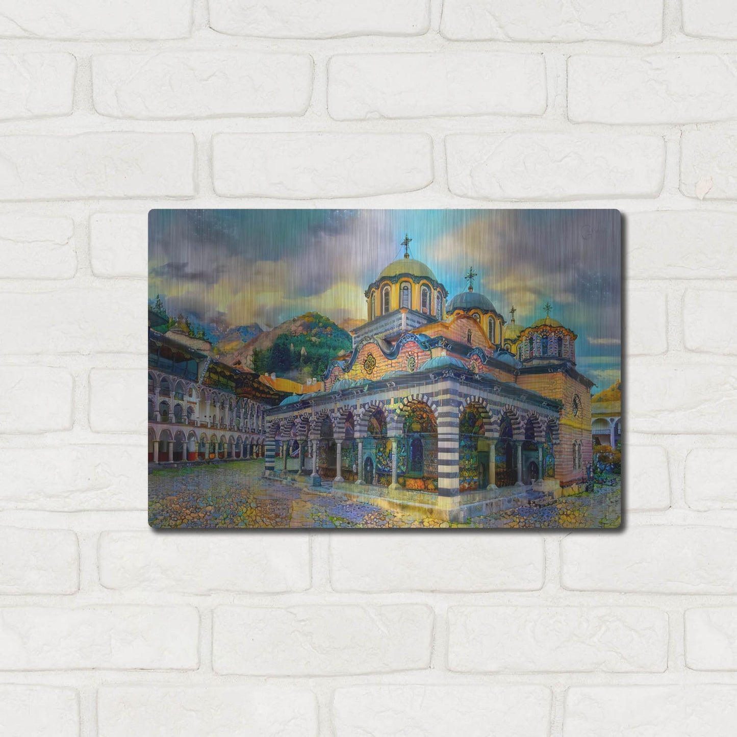 Luxe Metal Art 'Bulgaria Rila Monastery' by Pedro Gavidia, Metal Wall Art,16x12