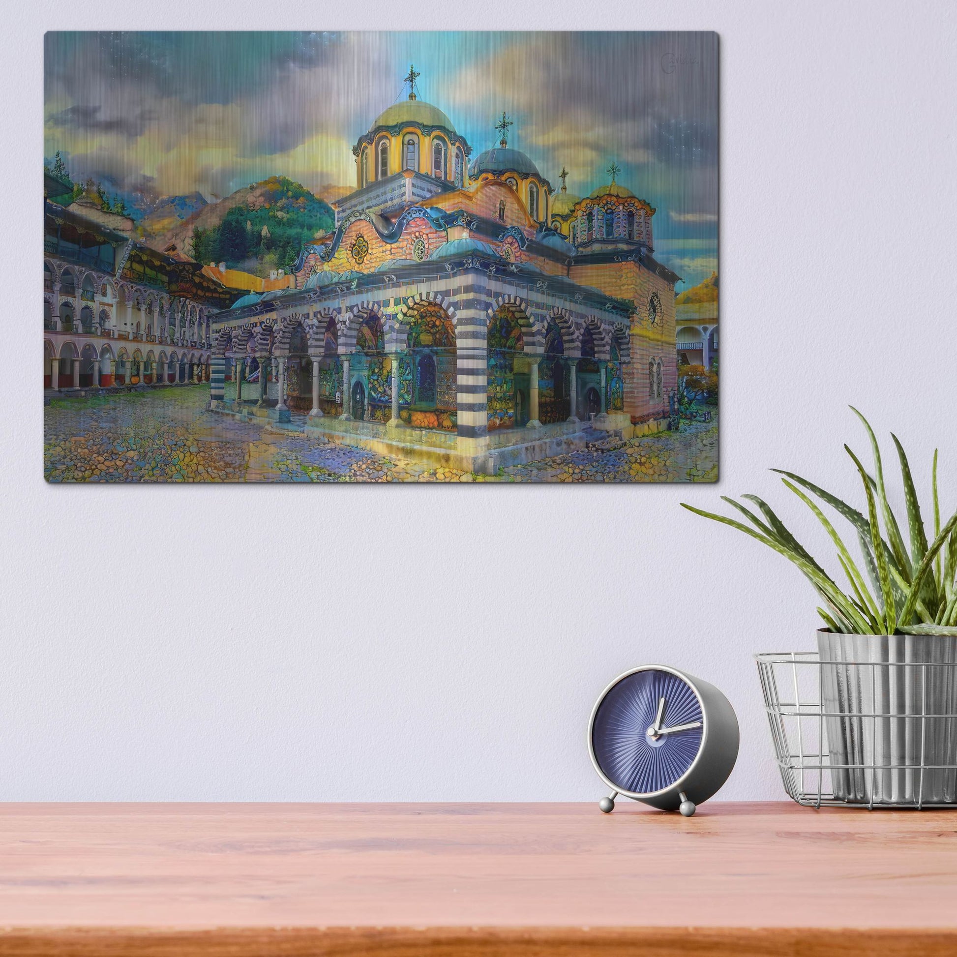 Luxe Metal Art 'Bulgaria Rila Monastery' by Pedro Gavidia, Metal Wall Art,16x12