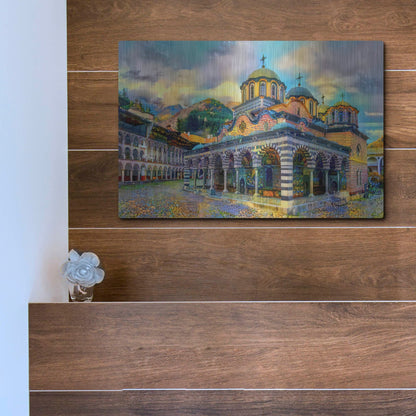 Luxe Metal Art 'Bulgaria Rila Monastery' by Pedro Gavidia, Metal Wall Art,16x12