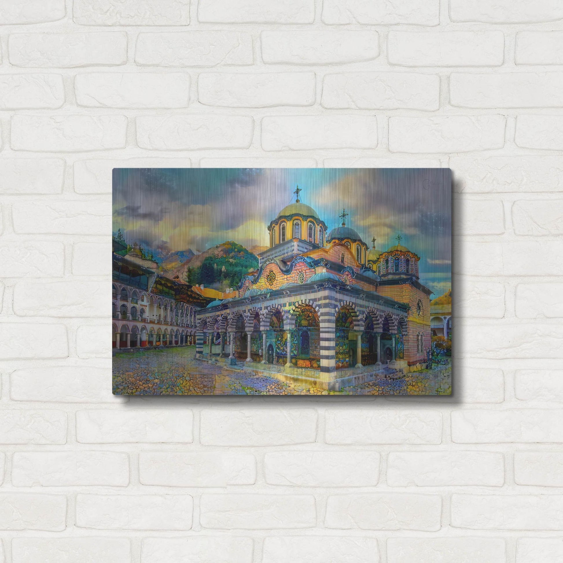 Luxe Metal Art 'Bulgaria Rila Monastery' by Pedro Gavidia, Metal Wall Art,24x16
