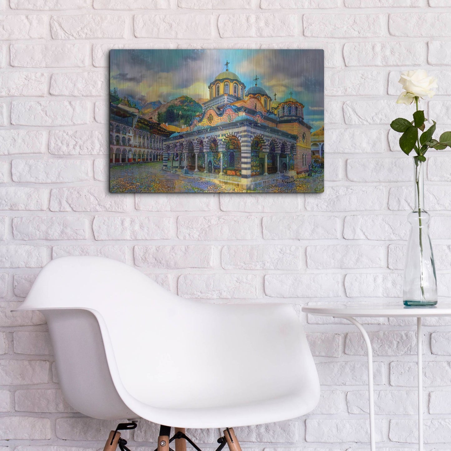 Luxe Metal Art 'Bulgaria Rila Monastery' by Pedro Gavidia, Metal Wall Art,24x16