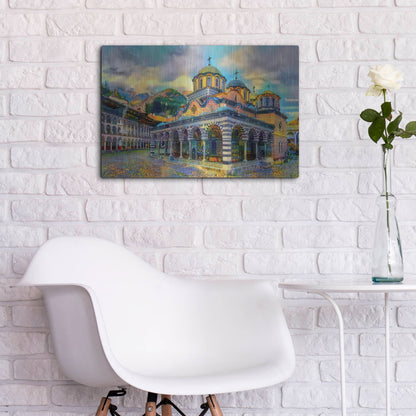 Luxe Metal Art 'Bulgaria Rila Monastery' by Pedro Gavidia, Metal Wall Art,24x16