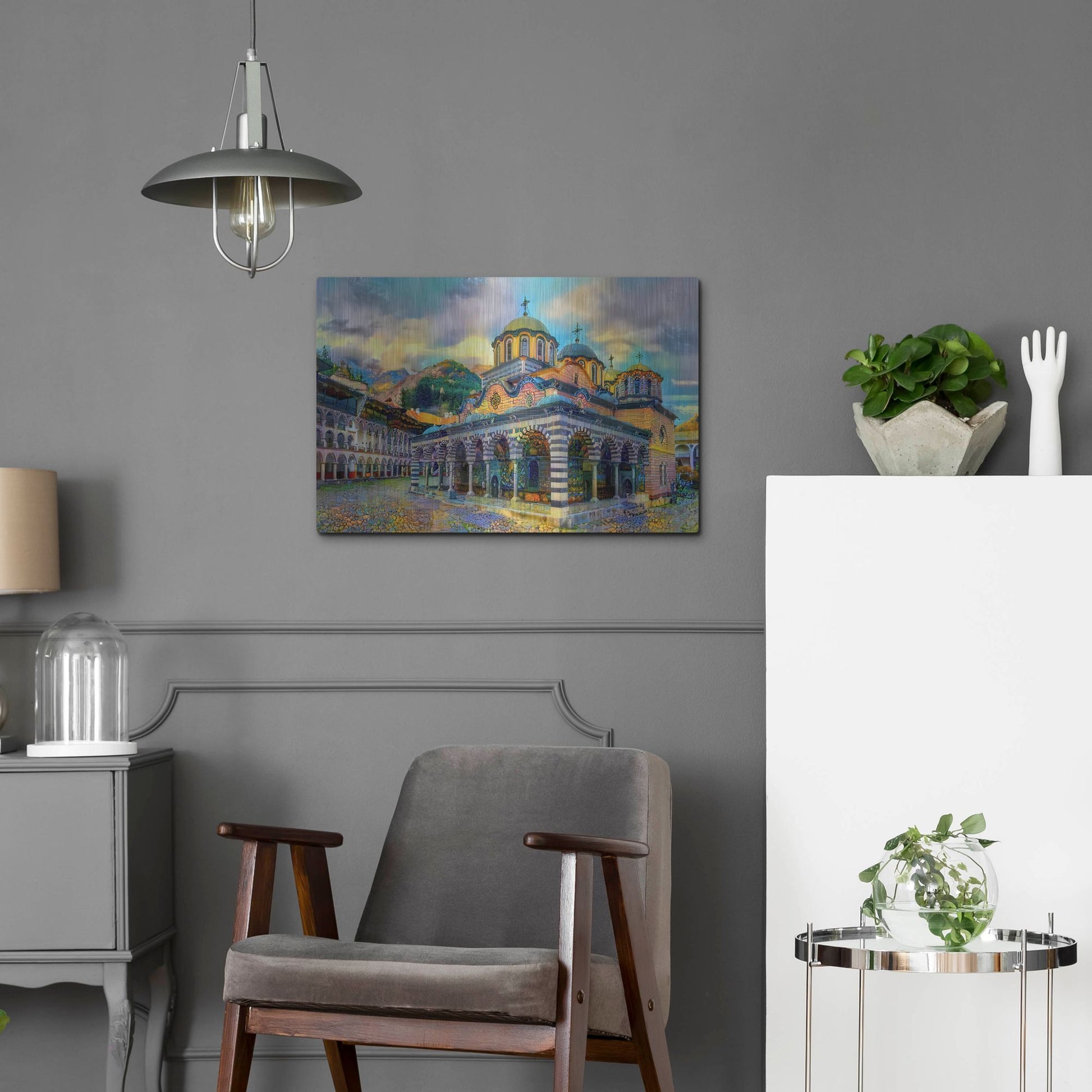 Luxe Metal Art 'Bulgaria Rila Monastery' by Pedro Gavidia, Metal Wall Art,24x16