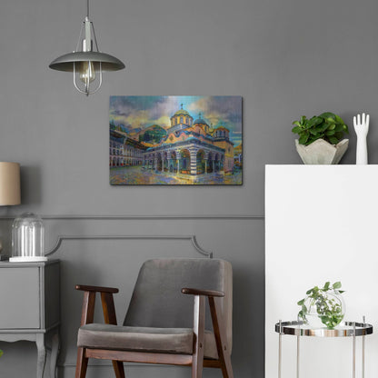 Luxe Metal Art 'Bulgaria Rila Monastery' by Pedro Gavidia, Metal Wall Art,24x16