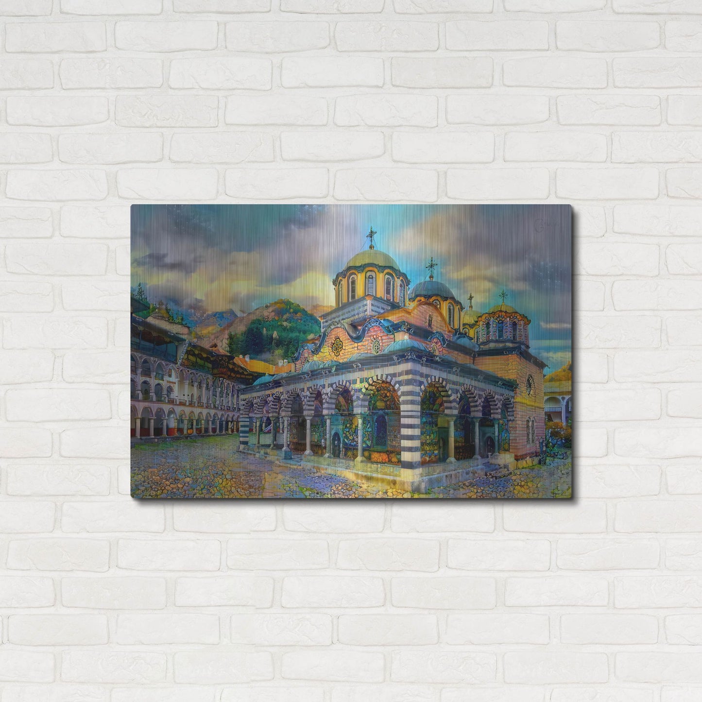 Luxe Metal Art 'Bulgaria Rila Monastery' by Pedro Gavidia, Metal Wall Art,36x24