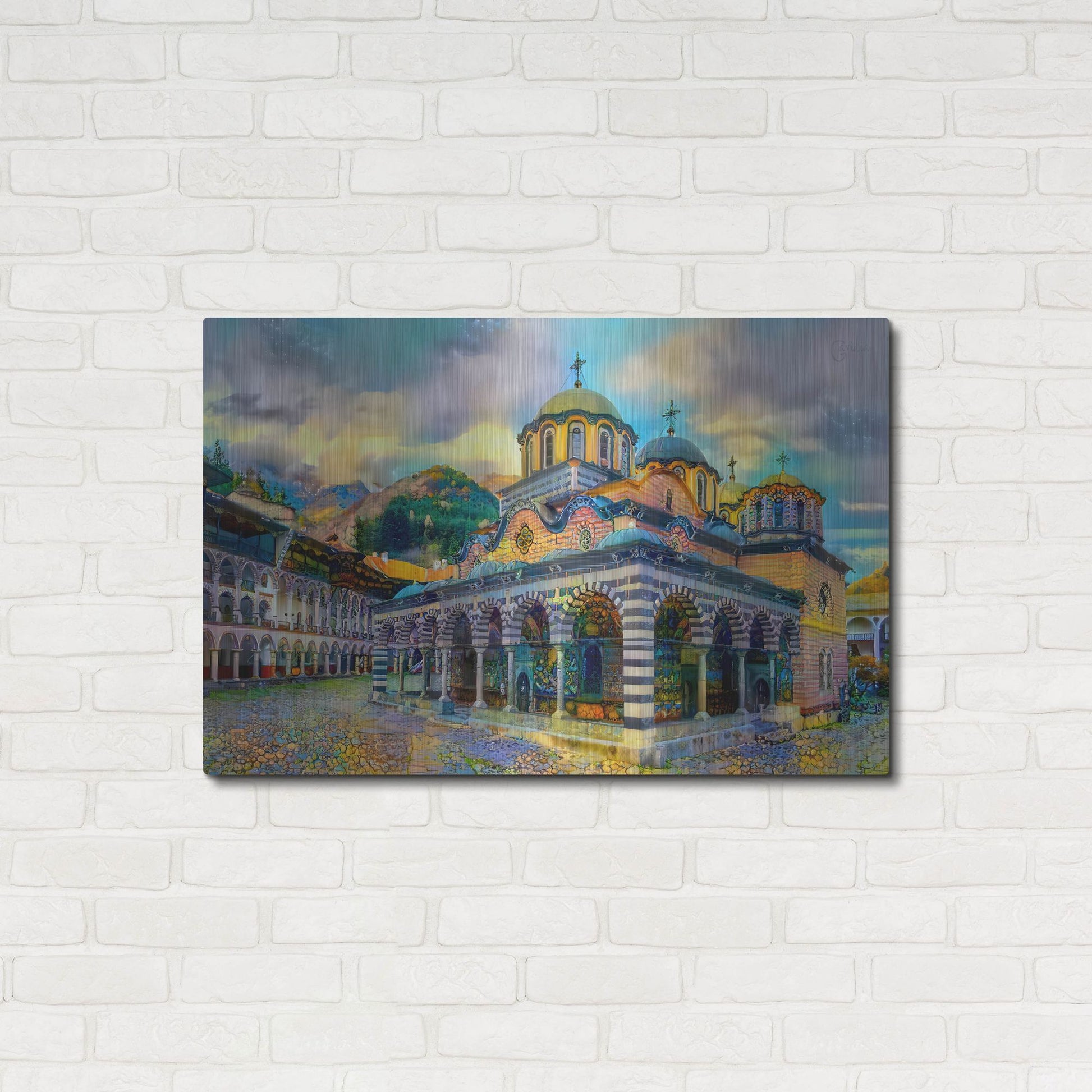 Luxe Metal Art 'Bulgaria Rila Monastery' by Pedro Gavidia, Metal Wall Art,36x24