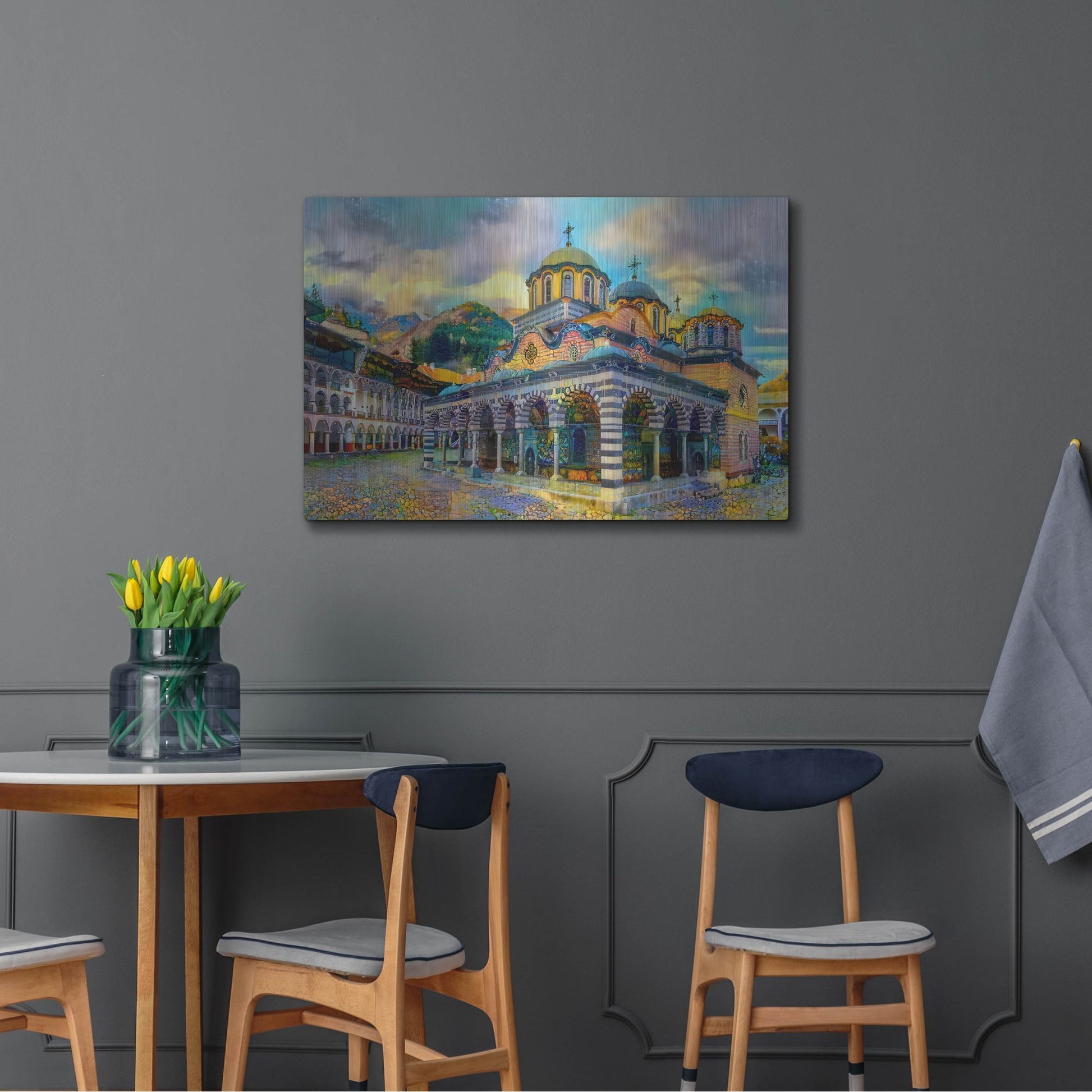 Luxe Metal Art 'Bulgaria Rila Monastery' by Pedro Gavidia, Metal Wall Art,36x24