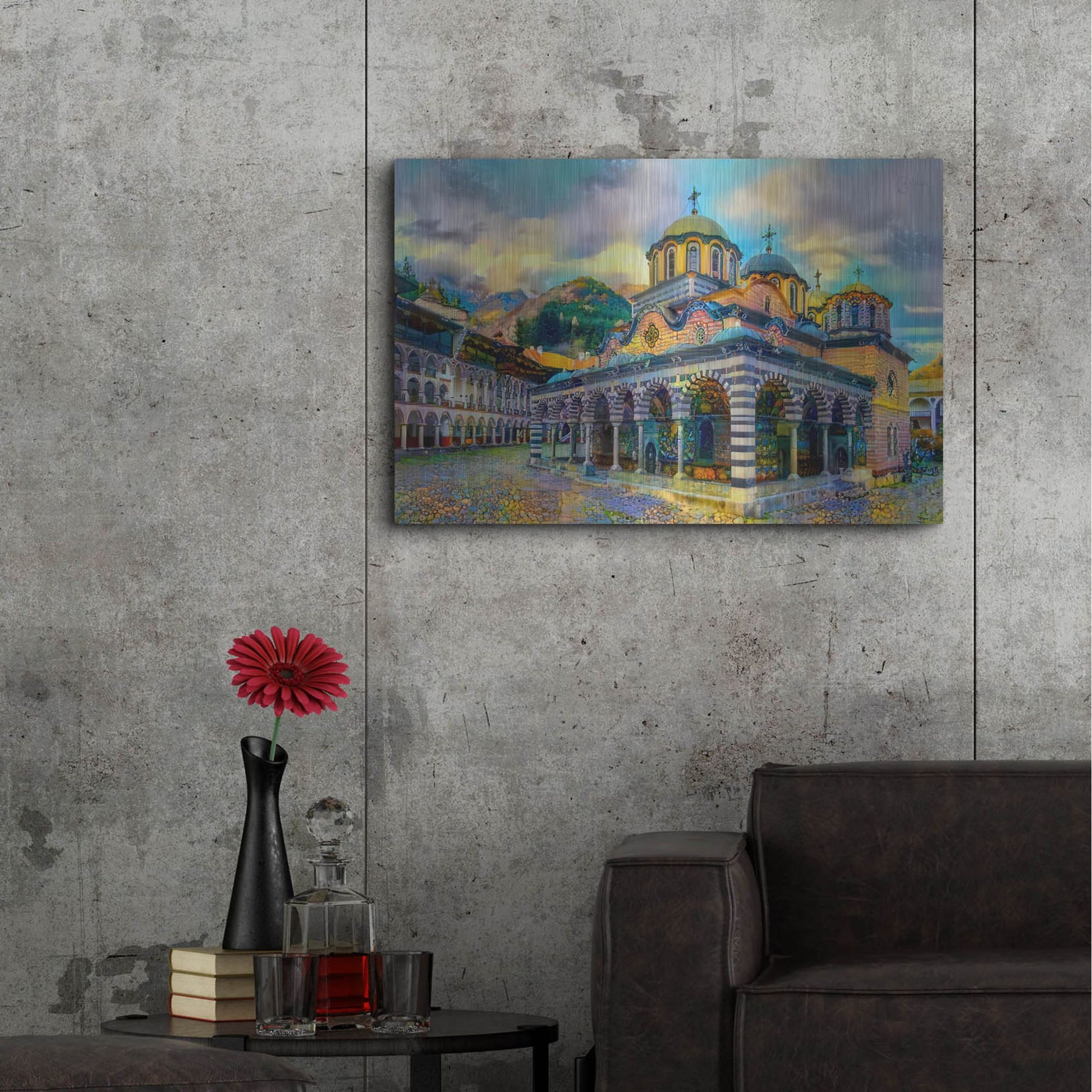 Luxe Metal Art 'Bulgaria Rila Monastery' by Pedro Gavidia, Metal Wall Art,36x24