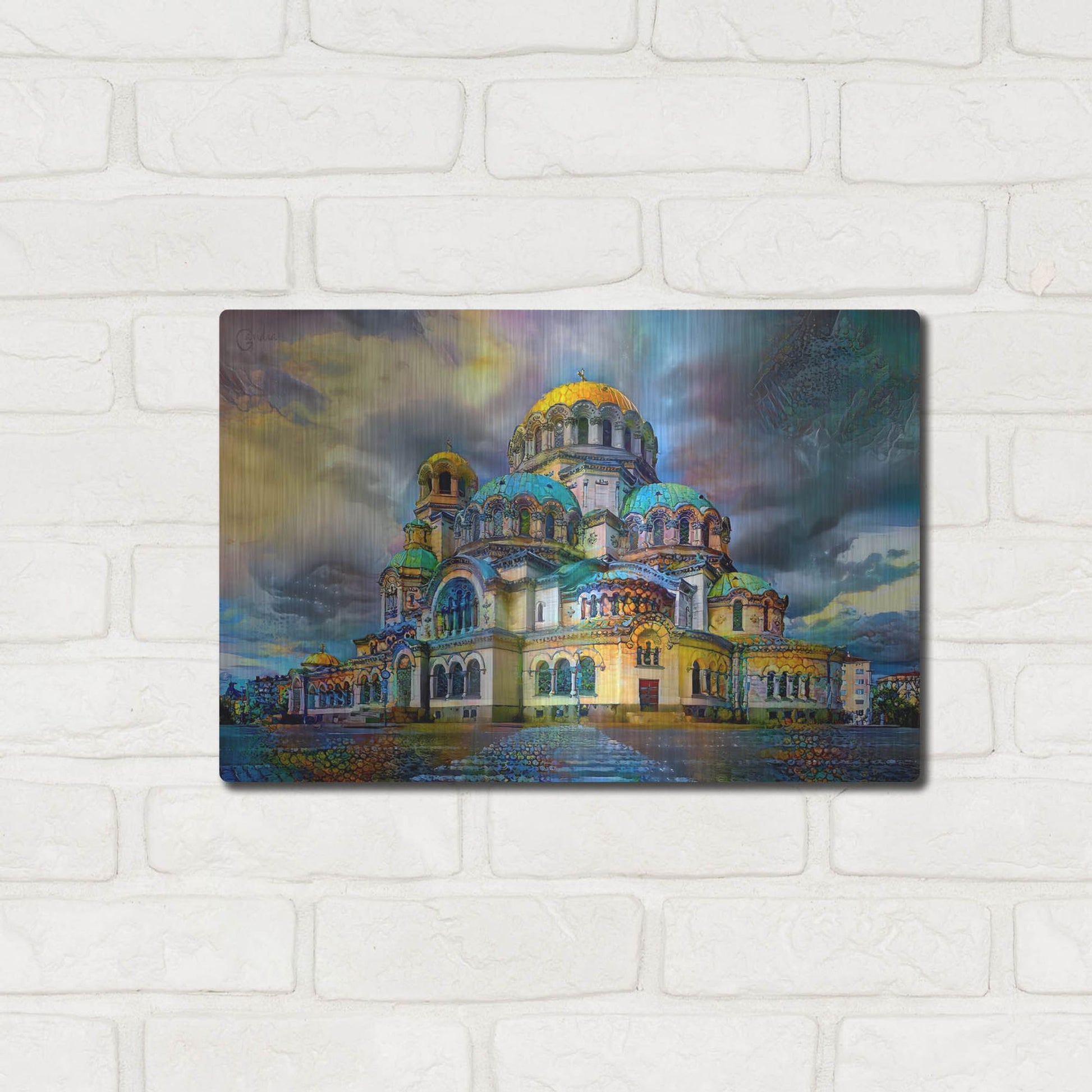 Luxe Metal Art 'Bulgaria Sofia Alexander Nevsky Cathedral' by Pedro Gavidia, Metal Wall Art,16x12