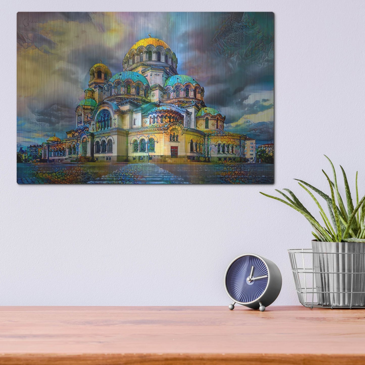 Luxe Metal Art 'Bulgaria Sofia Alexander Nevsky Cathedral' by Pedro Gavidia, Metal Wall Art,16x12