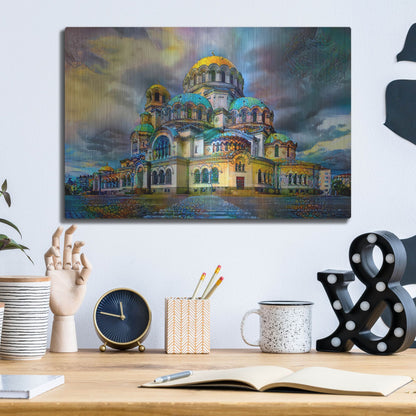 Luxe Metal Art 'Bulgaria Sofia Alexander Nevsky Cathedral' by Pedro Gavidia, Metal Wall Art,16x12