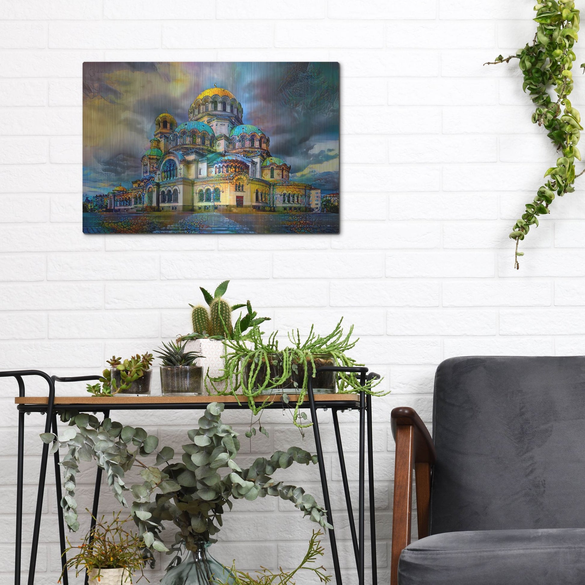 Luxe Metal Art 'Bulgaria Sofia Alexander Nevsky Cathedral' by Pedro Gavidia, Metal Wall Art,16x12