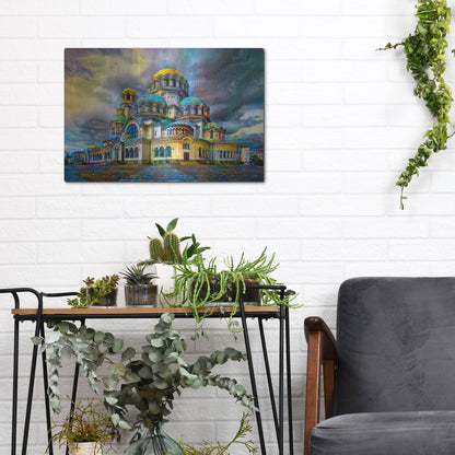 Luxe Metal Art 'Bulgaria Sofia Alexander Nevsky Cathedral' by Pedro Gavidia, Metal Wall Art,16x12