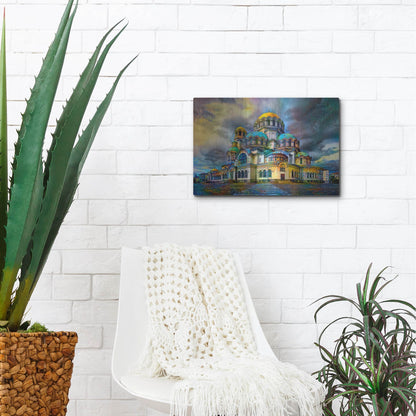 Luxe Metal Art 'Bulgaria Sofia Alexander Nevsky Cathedral' by Pedro Gavidia, Metal Wall Art,16x12