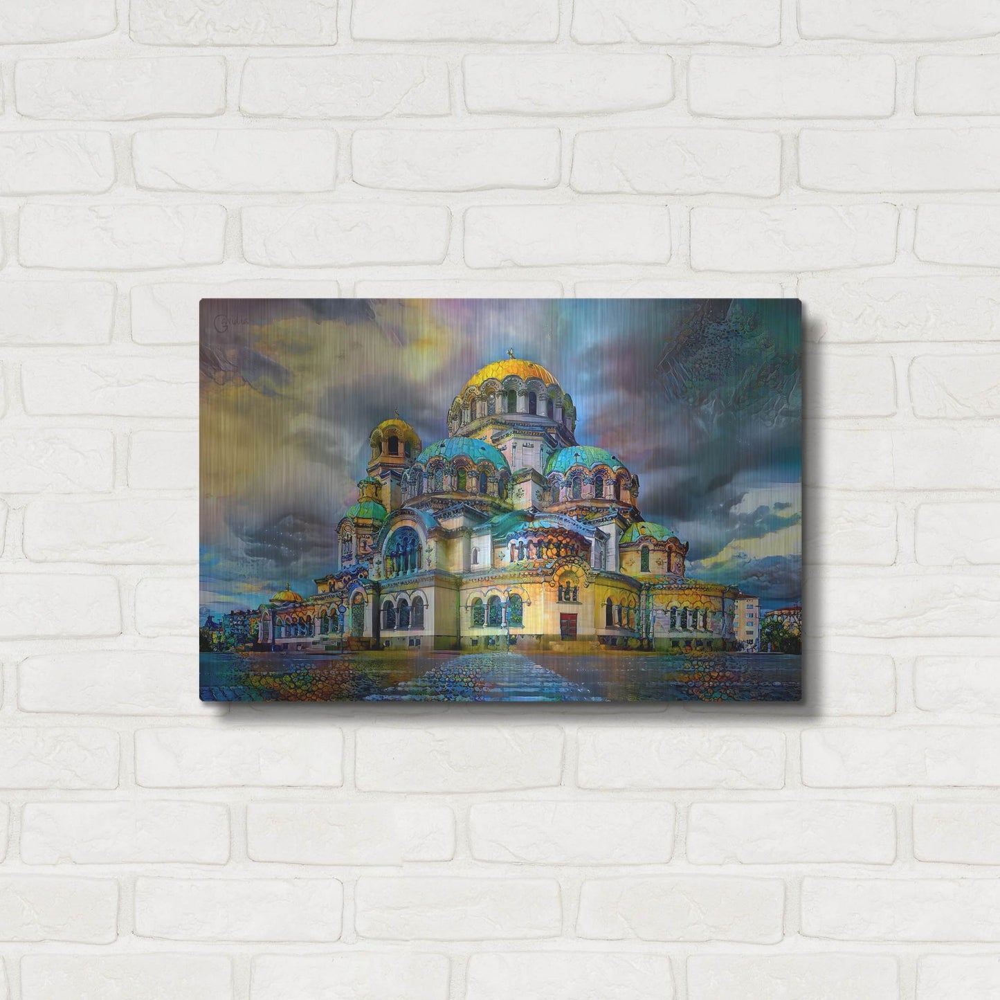 Luxe Metal Art 'Bulgaria Sofia Alexander Nevsky Cathedral' by Pedro Gavidia, Metal Wall Art,24x16