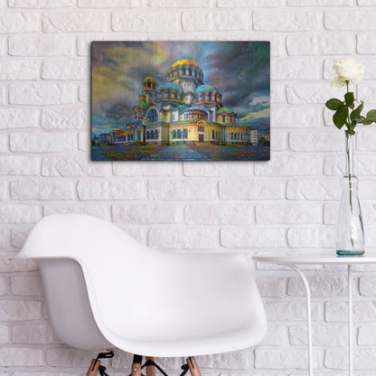 Luxe Metal Art 'Bulgaria Sofia Alexander Nevsky Cathedral' by Pedro Gavidia, Metal Wall Art,24x16
