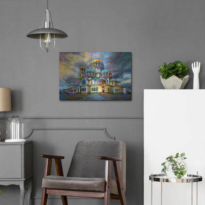 Luxe Metal Art 'Bulgaria Sofia Alexander Nevsky Cathedral' by Pedro Gavidia, Metal Wall Art,24x16