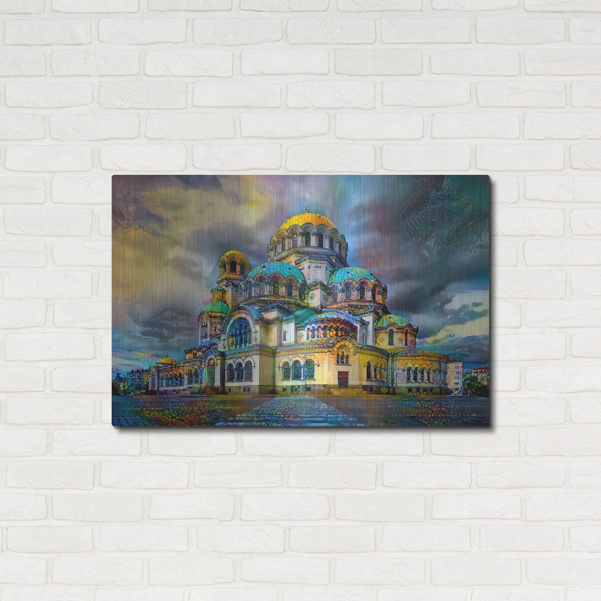 Luxe Metal Art 'Bulgaria Sofia Alexander Nevsky Cathedral' by Pedro Gavidia, Metal Wall Art,36x24