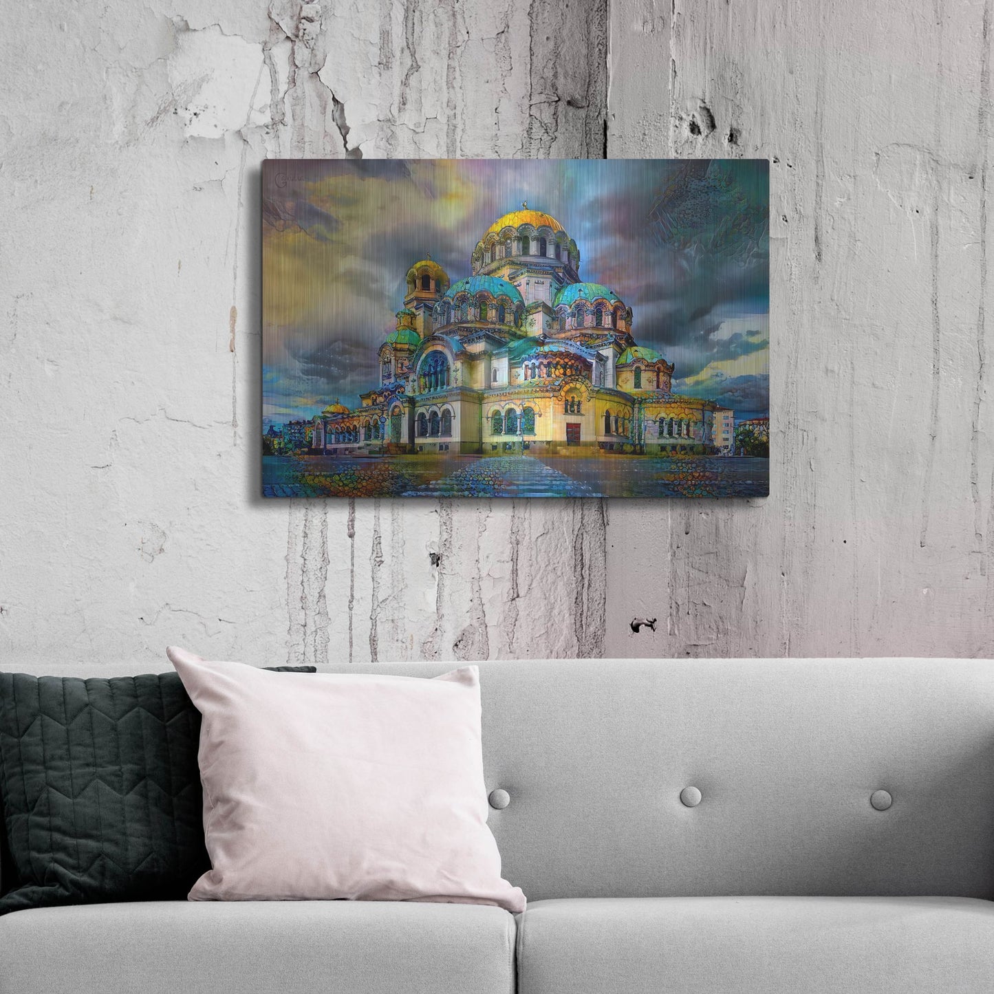 Luxe Metal Art 'Bulgaria Sofia Alexander Nevsky Cathedral' by Pedro Gavidia, Metal Wall Art,36x24