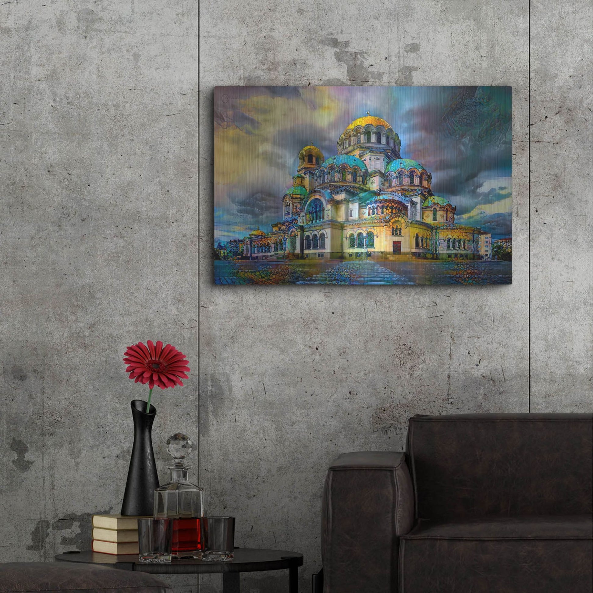 Luxe Metal Art 'Bulgaria Sofia Alexander Nevsky Cathedral' by Pedro Gavidia, Metal Wall Art,36x24
