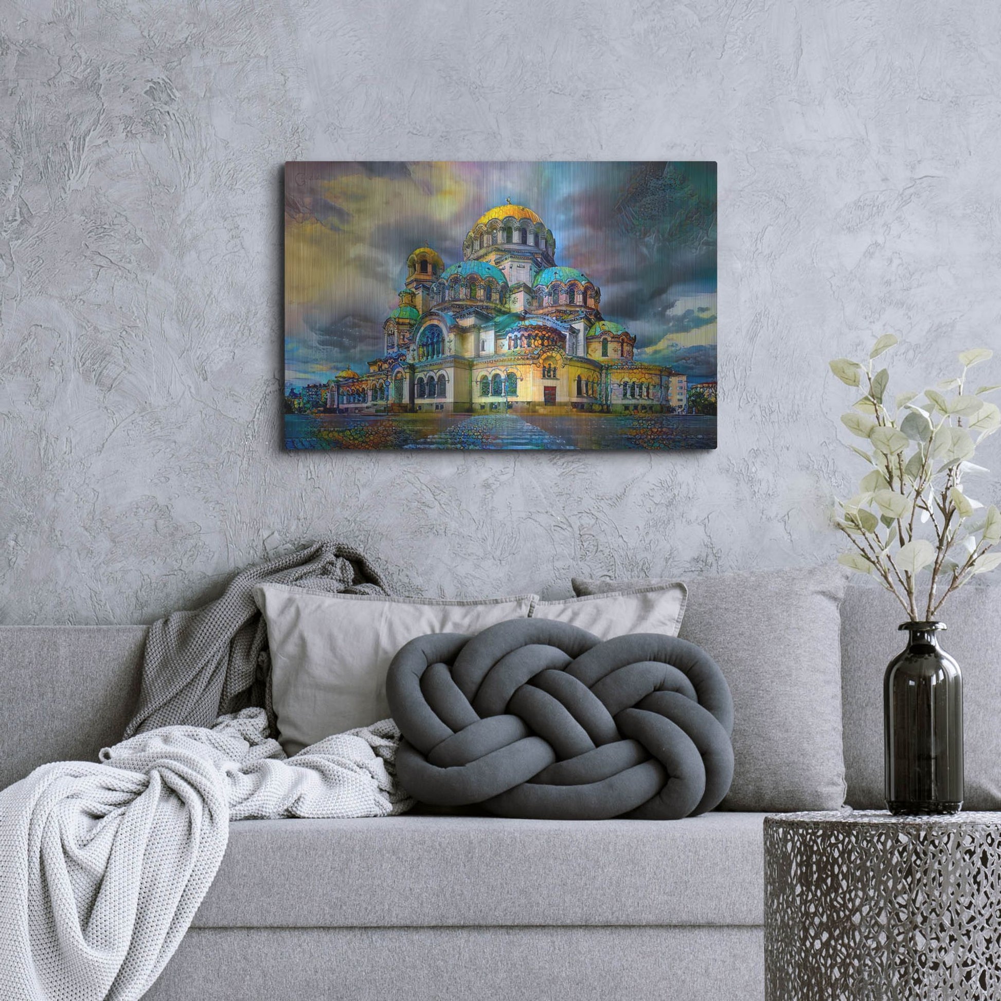 Luxe Metal Art 'Bulgaria Sofia Alexander Nevsky Cathedral' by Pedro Gavidia, Metal Wall Art,36x24