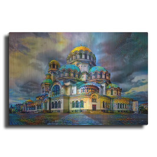 Luxe Metal Art 'Bulgaria Sofia Alexander Nevsky Cathedral' by Pedro Gavidia, Metal Wall Art