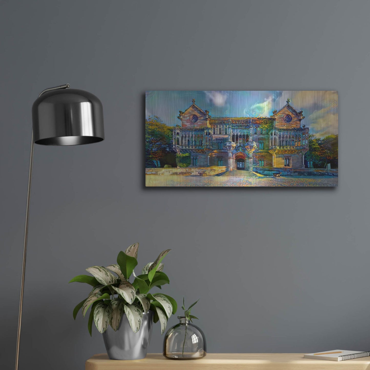 Luxe Metal Art 'Comillas Spain Palacio De Sobrellano Palace' by Pedro Gavidia, Metal Wall Art,24x12